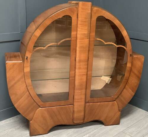 1920s ART DECO Walnut Display Cabinet