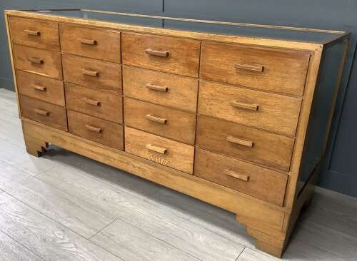 16 Drawer Oak Shop Deco Haberdashery Display Counter
