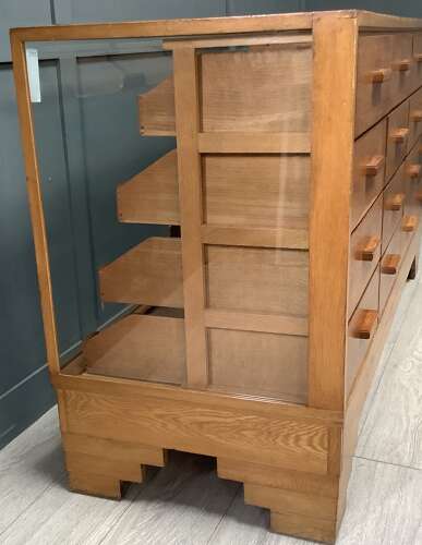 16 Drawer Oak Shop Deco Haberdashery Display Counter