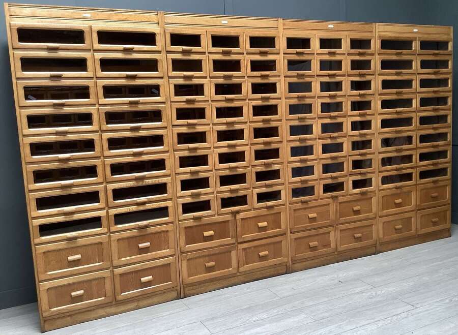 Set of 4 Oak Haberdashery Drawer Cabinets