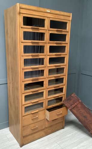 1930's Oak 20 Drawer Tall Haberdashery Cabinet