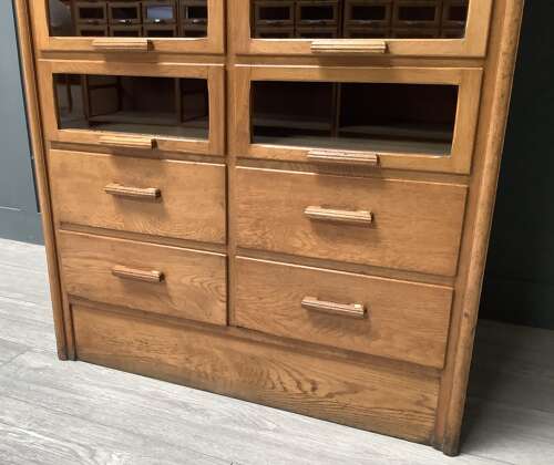 1930's Oak 20 Drawer Tall Haberdashery Cabinet