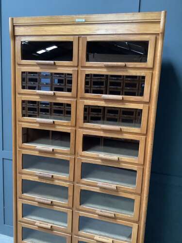 1930's Oak 20 Drawer Tall Haberdashery Cabinet