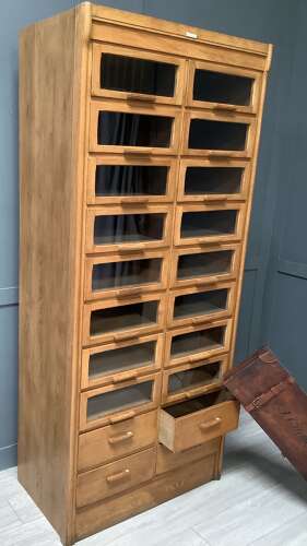 1930's Oak 20 Drawer Tall Haberdashery Cabinet