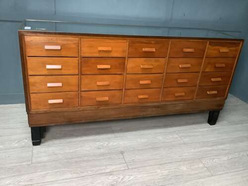 20 Drawer Mahogany & Brass Framed Haberdashery Drawers Counter