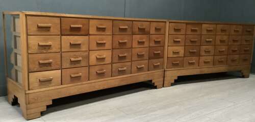 Pair 1920s Dudley Oak Shop Haberdashery Display Counters