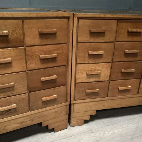 Pair 1920s Dudley Oak Shop Haberdashery Display Counters