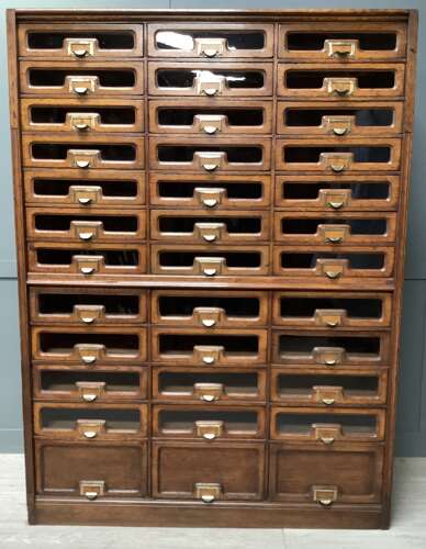 Antique Shop Oak Display Haberdashery Cabinet