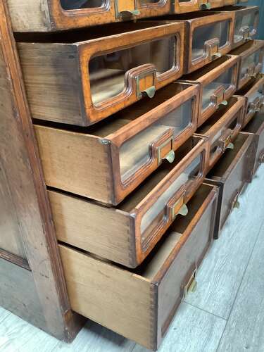 Antique Shop Oak Display Haberdashery Cabinet