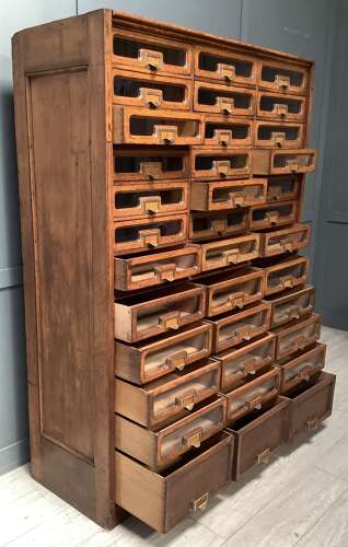Antique Shop Oak Display Haberdashery Cabinet