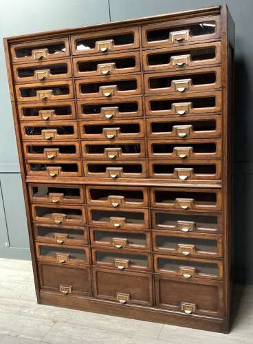 Antique Shop Oak Display Haberdashery Cabinet