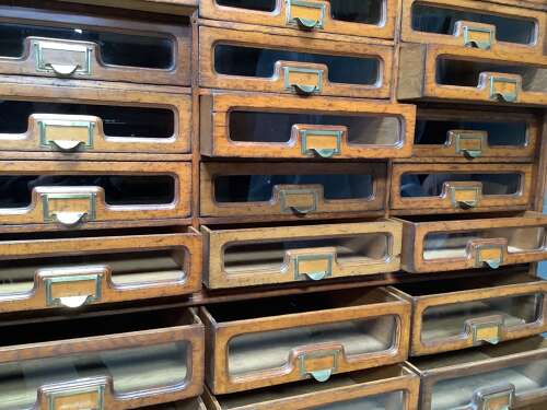 Antique Shop Oak Display Haberdashery Cabinet