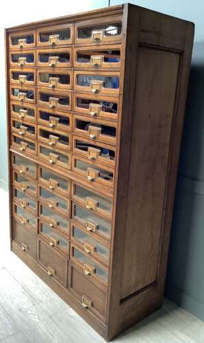 Antique Shop Oak Display Haberdashery Cabinet