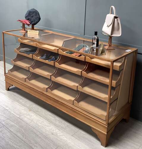 Vintage Oak 16 Drawer Shop Display Counter Cabinet