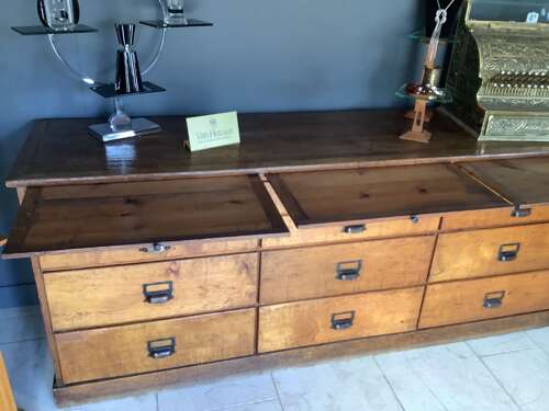 Antique 18 century 12 Drawer Oak Shop Counter