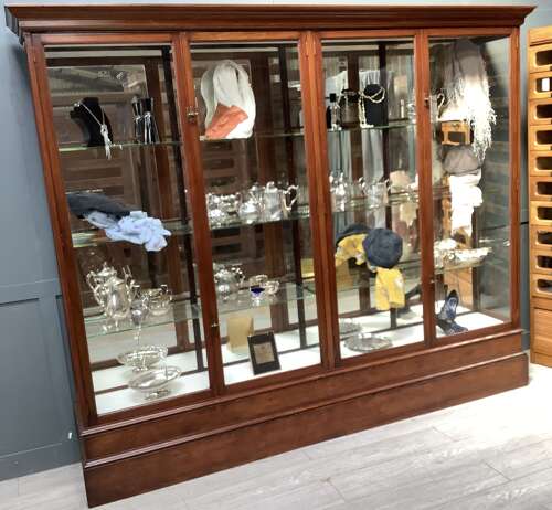 4 Door Mahogany Victorian Shop Display Cabinet