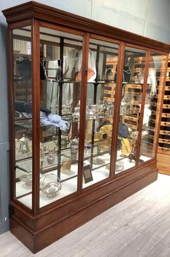 4 Door Mahogany Victorian Shop Display Cabinet