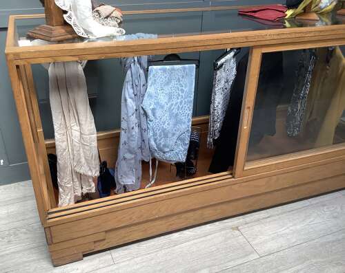 Oak 1930s Shop Haberdashery Hanging Display Counter Cabinet