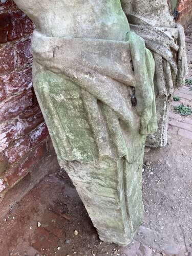 Stunning Pair Of Natural Limestone Male Caryatids Stone Column Supports
