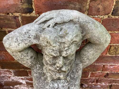 Stunning Pair Of Natural Limestone Male Caryatids Stone Column Supports