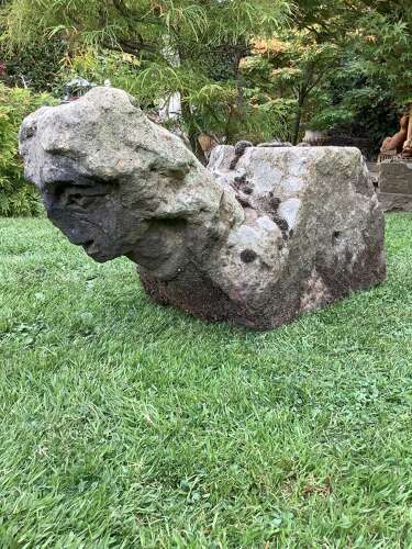 Medieval or Maybe Even Older Natural Carved Stone Head