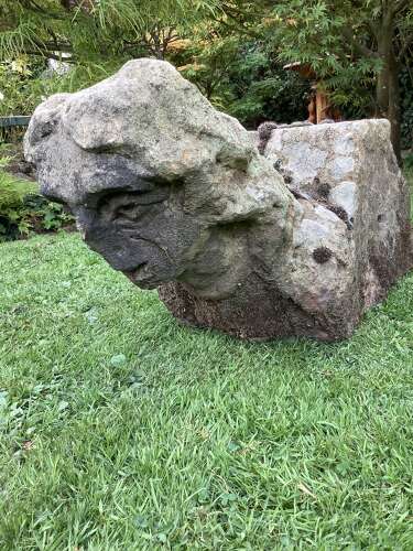 Medieval or Maybe Even Older Natural Carved Stone Head