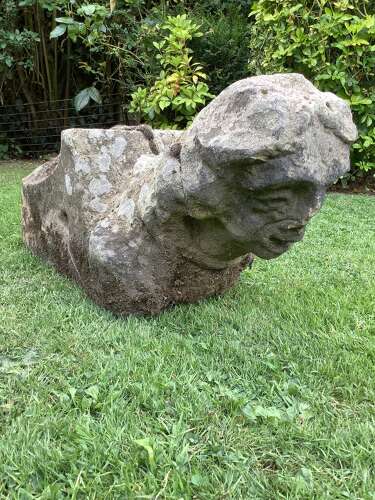 Medieval or Maybe Even Older Natural Carved Stone Head