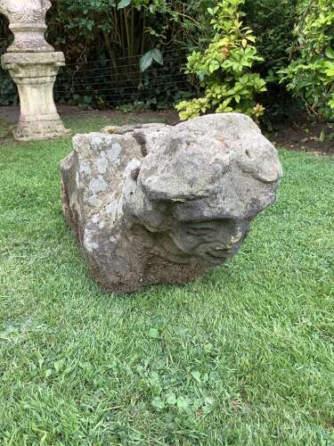 Medieval or Maybe Even Older Natural Carved Stone Head