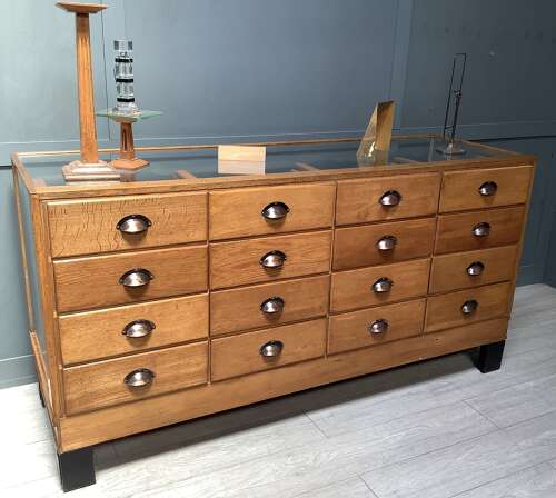 16 Drawer Oak Haberdashery Shop Counter
