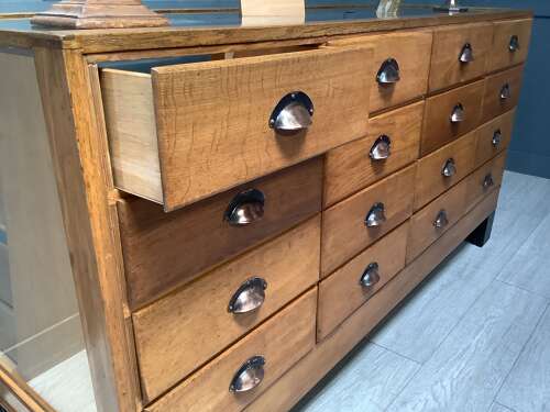16 Drawer Oak Haberdashery Shop Counter