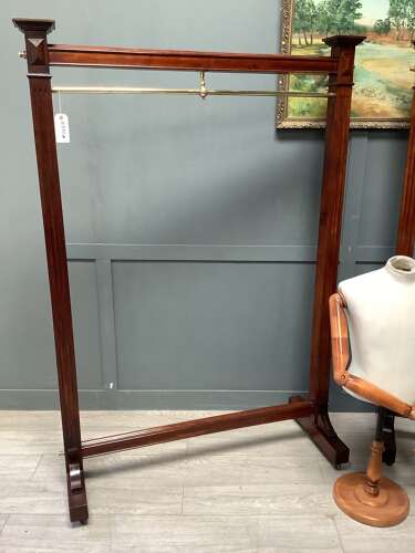 Antique Mahogany & Brass Shop Clothes Hanging Rail