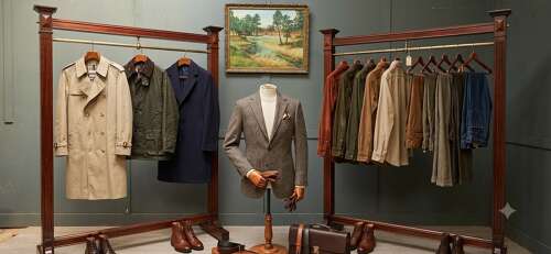 Antique Mahogany & Brass Shop Clothes Hanging Rail