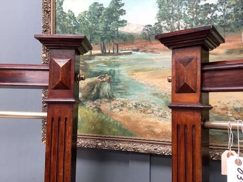 Antique Mahogany & Brass Shop Clothes Hanging Rail