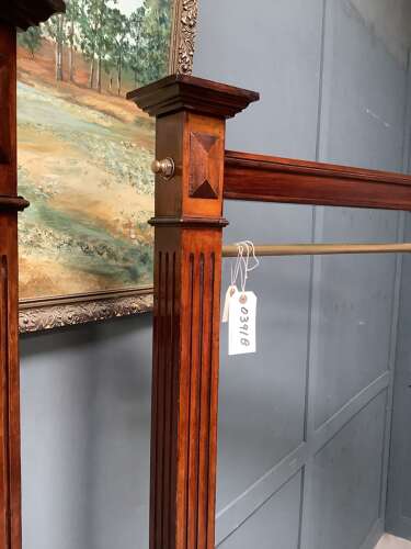 Antique Mahogany & Brass Shop Clothes Hanging Rail