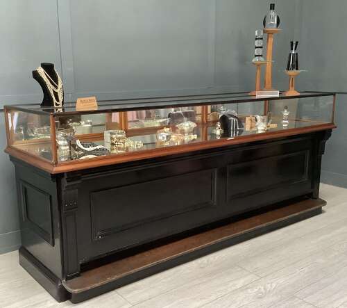 F. Sage & Co London Mahogany Ebonised Jewellery Shop Display Counter  Cabinet
