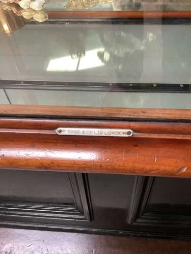 F. Sage & Co London Mahogany Ebonised Jewellery Shop Display Counter  Cabinet