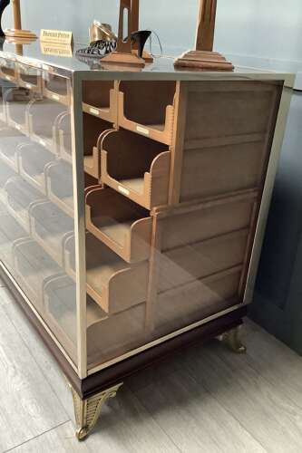 35 Drawer Mahogany & Brass Frame Haberdashery Shop Display Counter