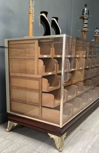 35 Drawer Mahogany & Brass Frame Haberdashery Shop Display Counter